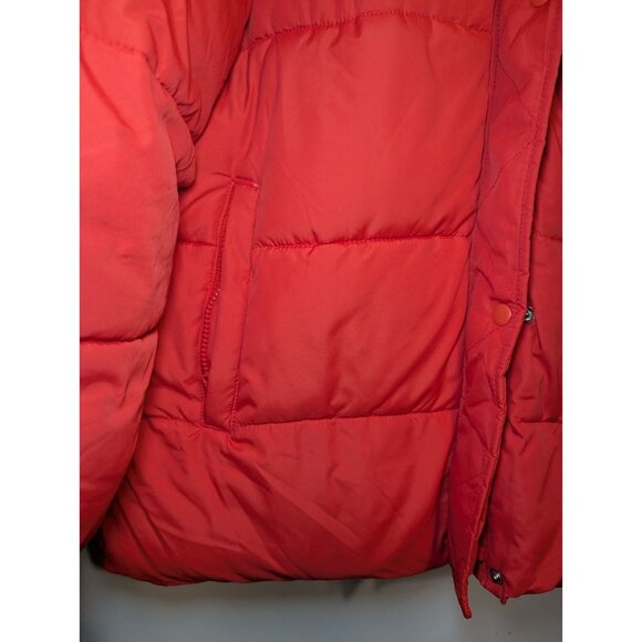 GAP Cold Control Max Red Jacket Womens M Hooded Puffer Water Resistant Coat - Picture 4 of 14